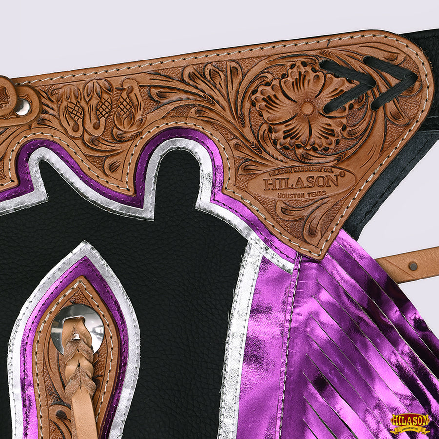 HILASON Bull Riding Genuine Leather Rodeo Western Chaps | for Men and Women Unisex