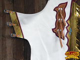Hilason Bull Riding Genuine White Leather Rodeo Western Chaps