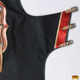 Hilason Pro Rodeo Bull Riding Chaps Western Black Genuine Leather