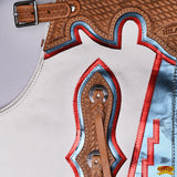 Ch201N-F Hilason Bull Riding Genuine Leather Rodeo Western Chaps White