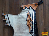 HILASON Ch206N-F Bull Riding Light Natural Hair On Leather Rodeo Chaps | Bull Riding Chaps | Western Chaps Leather | Western Chaps | cowboy chaps for men | Leather Riding Chaps Women