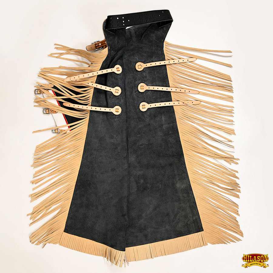 HILASON Bull Riding Genuine Leather Rodeo Western Chaps | for Men and Women Unisex