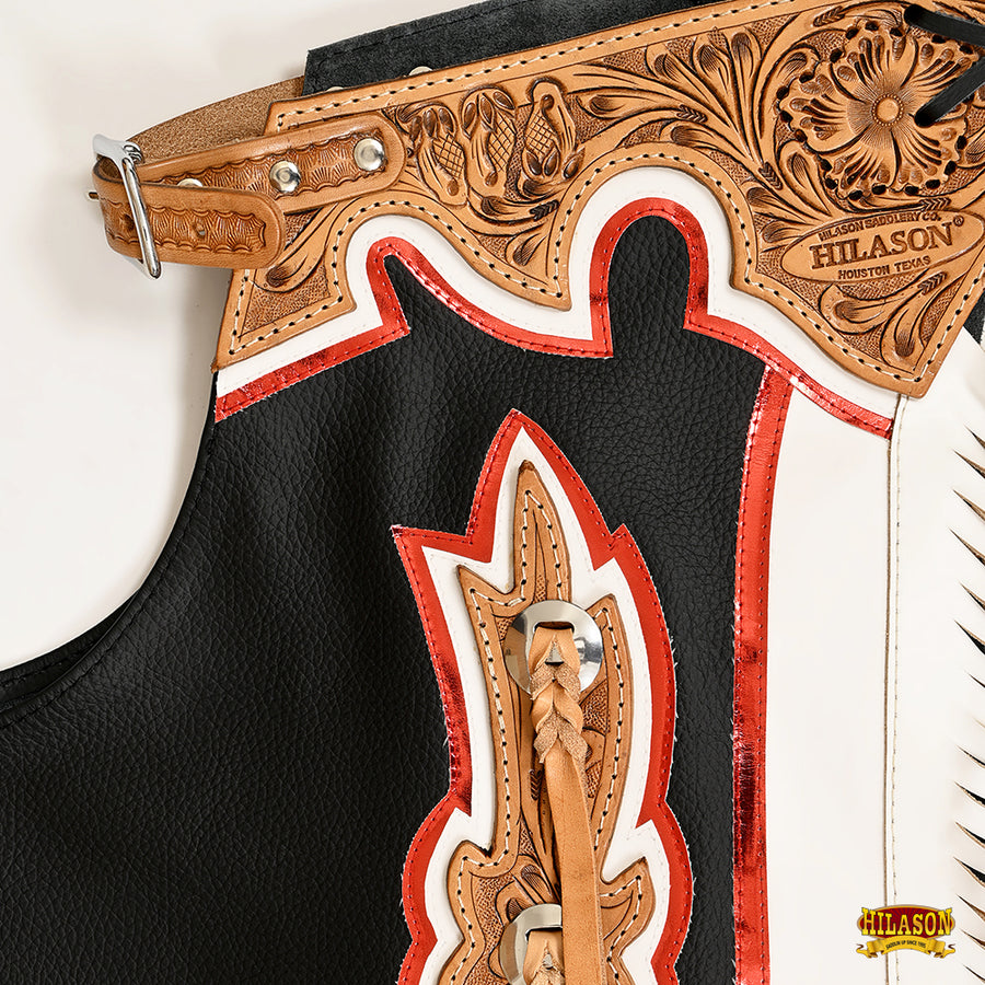 HILASON Bull Riding Genuine Leather Rodeo Western Chaps | for Men and Women Unisex