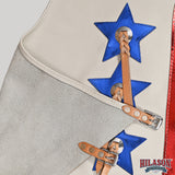 Hilason Pro Rodeo Bull Riding Chaps Us Flag White Genuine Leather –