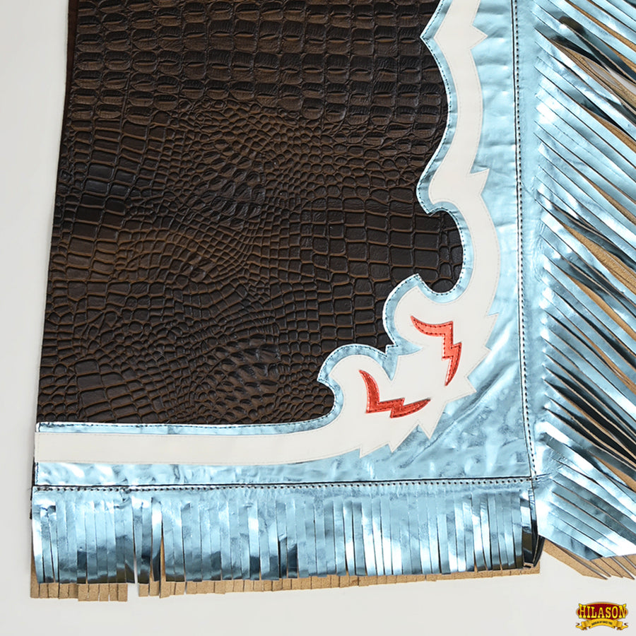 HILASON Bull Riding Alligator Print Genuine Leather Rodeo Western Chaps | for Men and Women Unisex