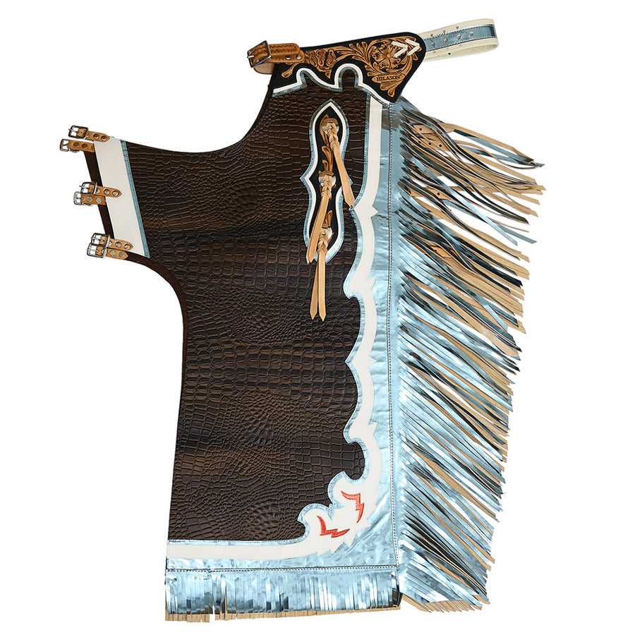 Hilason Handmade Genuine Leather Chaps Adult Handtooled Rodeo Bull Riding - Uhorse