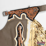 Hilason Handmade Genuine Leather Chaps Adult Handtooled Rodeo Bull Riding