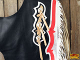 Hilason Bull Riding Genuine Black Leather Pro Rodeo Western Chaps