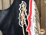 HILASON Bull Riding Genuine Black Leather Pro Rodeo Western Chaps Black Base | Bull Riding Chaps | Western Chaps Leather | Western Chaps | cowboy chaps for men | Leather Riding Chaps Women