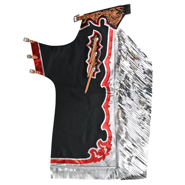 Hilason Handmade Genuine Leather Chaps Adult Handtooled Rodeo Bull Riding - Uhorse