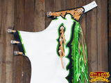 Ch813N-F Hilason Bull Riding Genuine White Leather Rodeo Western Chaps