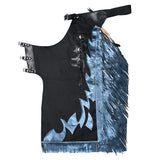 Hilason Bull Riding Smooth Genuine Leather Rodeo Western Chaps Black Blue - Uhorse