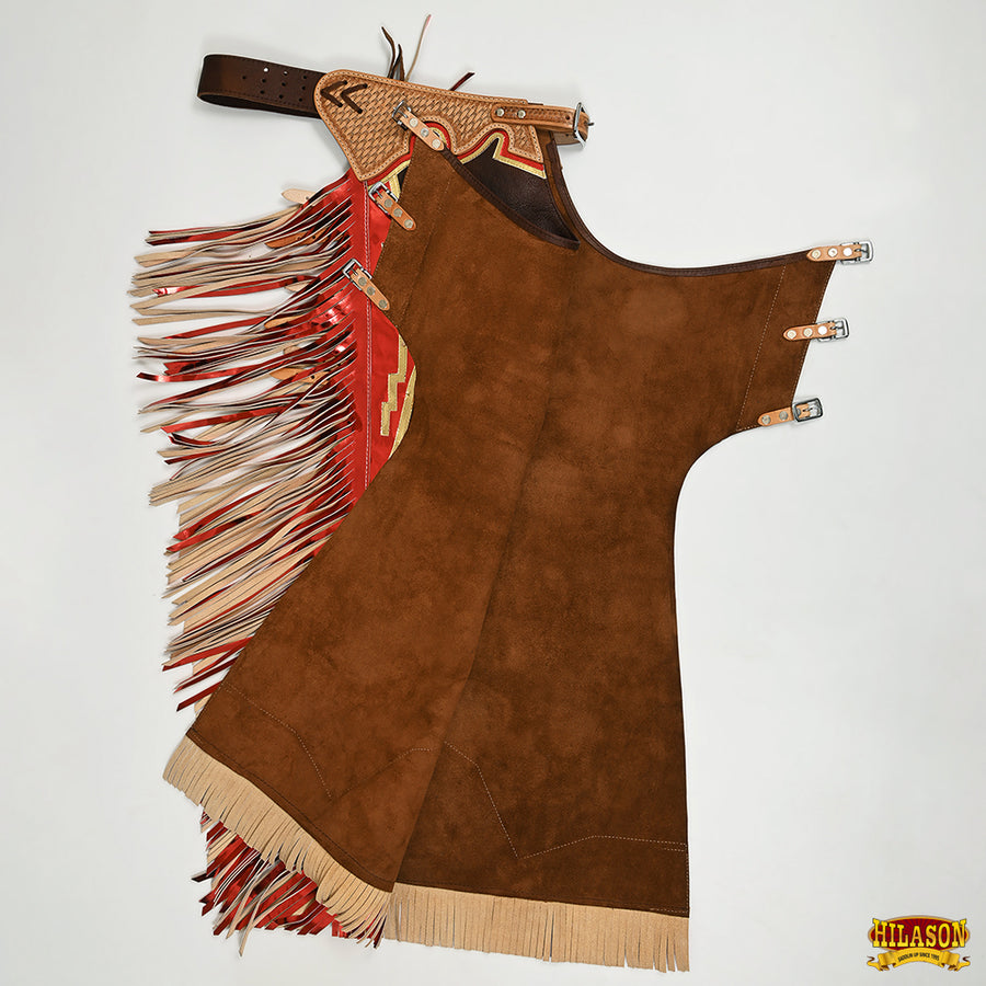 HILASON Pro Rodeo Bull Riding Chaps Smooth Genuine Leather Western Brown | for Men and Women Unisex