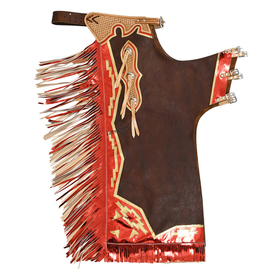 Hilason Pro Rodeo Bull Riding Chaps Smooth Genuine Leather Western Brown - Uhorse