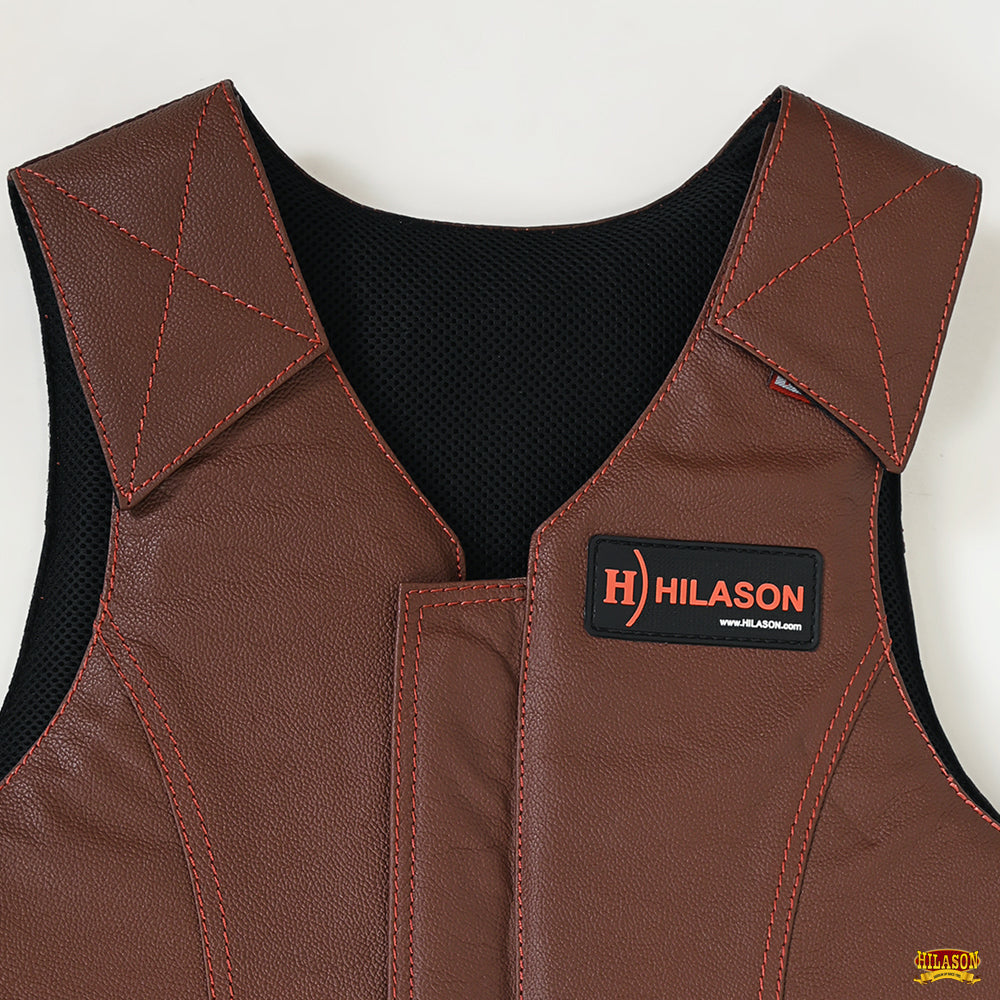 HILASON Equestrian Horse Riding Vest Safety Protective Leather Maroon | Bull Riding Gear | Leather Vest | Riding Vest Equestrian | Horse Riding Protective Vest