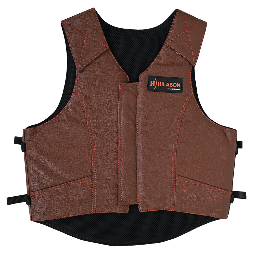 HILASON Equestrian Horse Riding Vest Safety Protective Leather Maroon | Bull Riding Gear | Leather Vest | Riding Vest Equestrian | Horse Riding Protective Vest