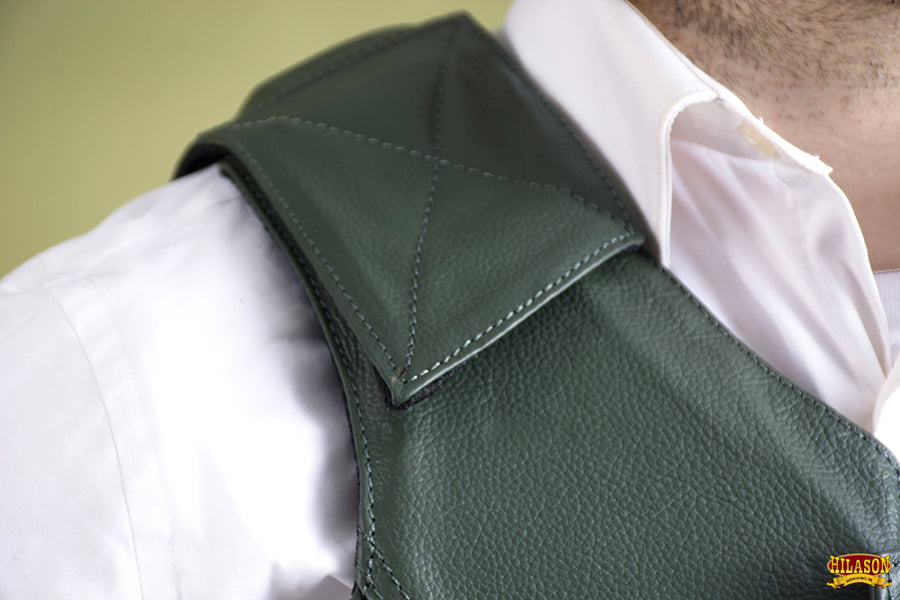 HILASON Safety Bull Riding Vest Protective Leather Hunter Green | Equestrian Unisex |Rodeo