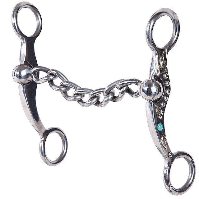 5 1/4" Professional Choice Silver Feather Shank Chain Horse Mouth Bit - Hilason
