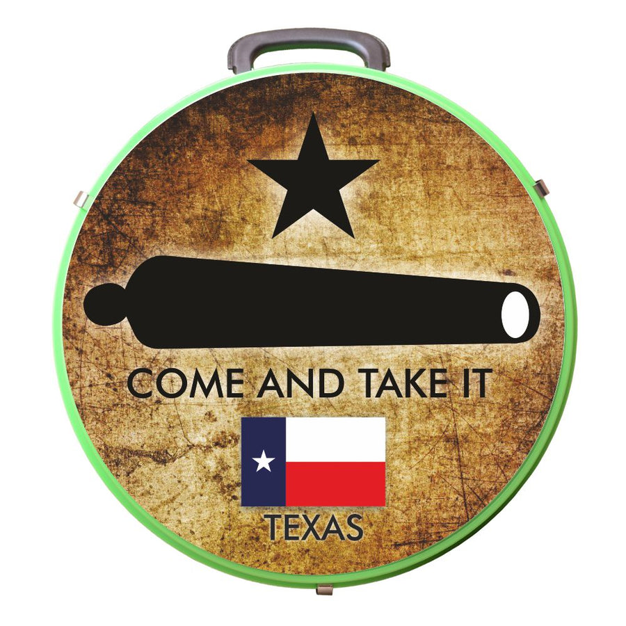 Green nylon round lunch bag with Texas cannon graphic - Uhorse