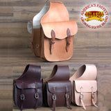 Horse Western Saddle Bag Made In Usa Heavy Duty Leather Cowboy Trail Ride Lrg