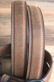 3D Cognac Mens Leather Basic Cowboy Belt Silver Buckle Brown