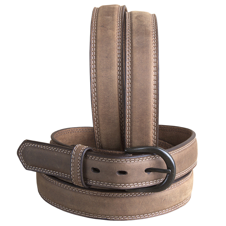 3D Full-Grain Cognac Leather Cowboy Belt Brown 1.25" Wide and Removable Buckle - Uhorse
