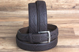 34 Inch 3D Wide Dark Brown Leather Elephant Print Mens Cowboy Belt