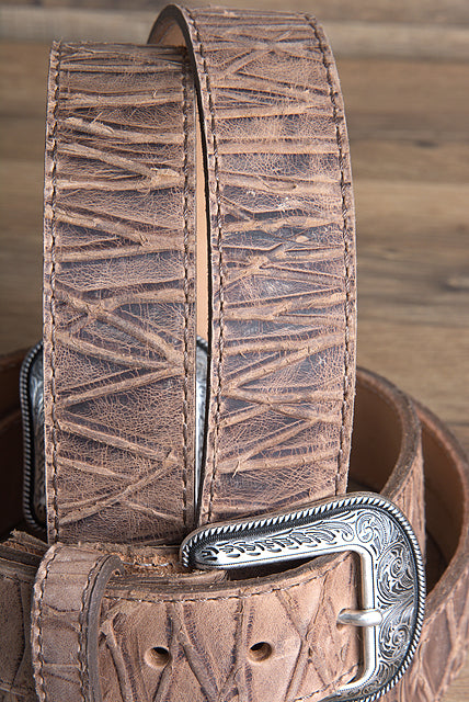 44 Inch 3D Wide Brown Mens Western Fashion Cowboy Belt Silver Buckle
