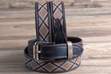 40 Inch 3D Brown Mens Basketweave Western Leather Cowboy Fashion Belt