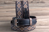 44 Inch 3D Brown Mens Basketweave Western Leather Cowboy Fashion Belt
