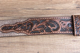 42 Inch 3D Mens Floral Western Roughout Leather Cowboy Fashion Belt