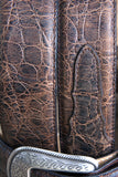 46 Inch 3D Rustic Brown Mens Gator Print Leather Cowboy Dress Belt