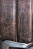 34 Inch 3D Rustic Brown Mens Gator Print Leather Cowboy Dress Belt