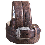 34 Inch 3D Rustic Brown Mens Gator Print Leather Cowboy Dress Belt