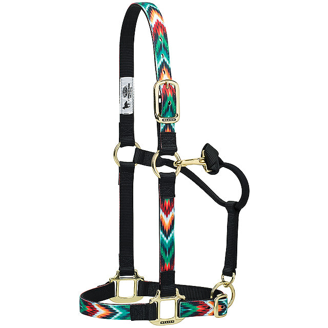 Small Adjustable Chin Throat Snap Nylon Horse Halter Black Chevron - Uhorse