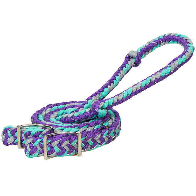 1/2" X 8' Braided Nylon Horse Barrel Reins Conway Buckle Purple Mint - Uhorse