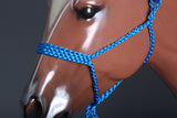 Classic Equine Braided Strong Uv Protect Horse Rope Halter W/ 8' Lead Blue
