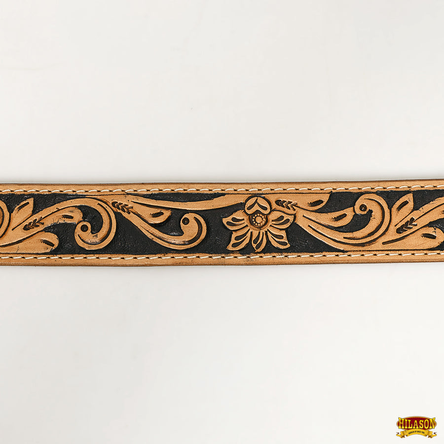 HILASON Western Genuine Leather Belt for Men Women Cowboy Cowgirl Handmade Unisex Full Grain Heavy Duty Floral Tooled