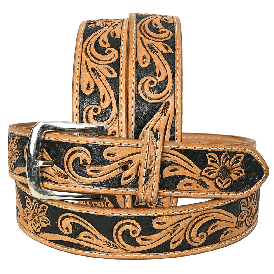 HILASON Western Genuine Leather Belt for Men Women Cowboy Cowgirl Handmade Unisex Full Grain Heavy Duty Floral - Uhorse