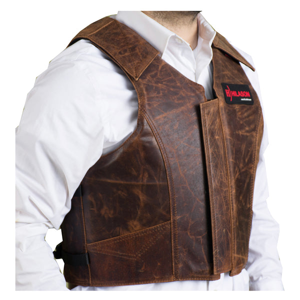 HILASON Bull Riding Vest Safety Protective Leather - Hilason