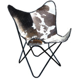 HILASON Genuine Leather Butterfly Chair Folding Lounge Modern Sling Accent Seat