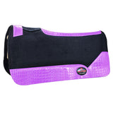 Western Wool Felt Horse Saddle Pad Lavender Alligator Print Leather