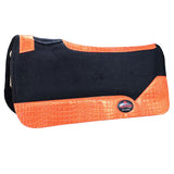 Western Wool Felt Horse Saddle Pad Orange Alligator Print Leather