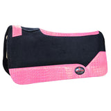 Western Wool Felt Horse Saddle Pad W/ Pink Alligator Print Leather