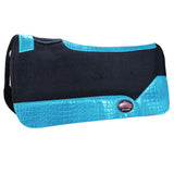 Western Wool Felt Horse Saddle Pad W/ Teal Alligator Print Leather