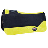 Western Wool Felt Horse Saddle Pad Yellow Alligator Print Leather