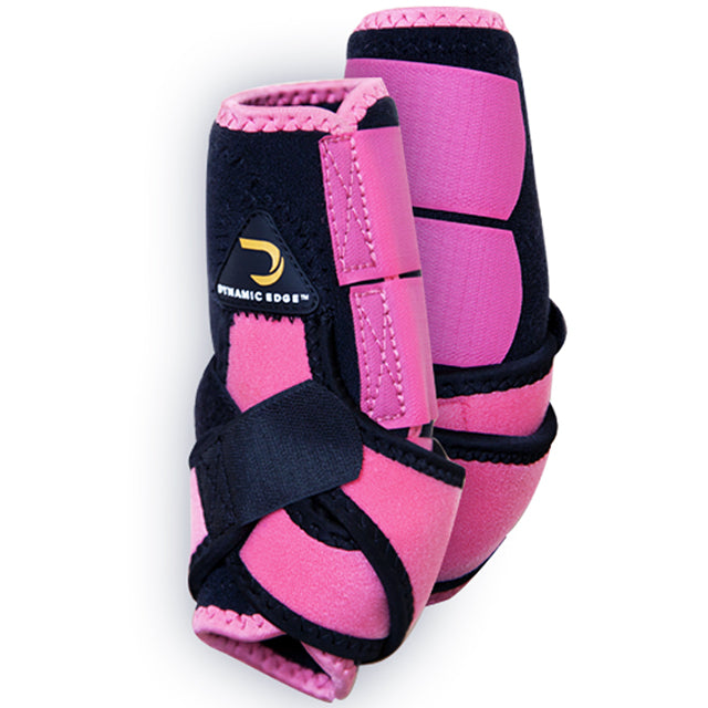 Pink and black nylon horse leg boots with velcro straps - Uhorse