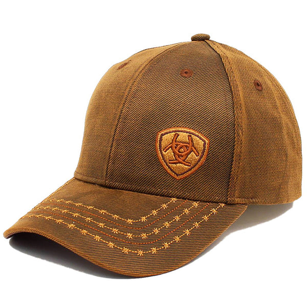 Ariat Mens Adjustable Barbb Wire Baseball Cap W/ Oilskin Offset Logo by Hilason – Cowboy and equestrian accessories