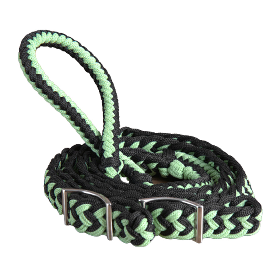 HILASON Braided Poly Barrel Racing Contest Flat Reins 1" X 8Ft Green-Black - Uhorse