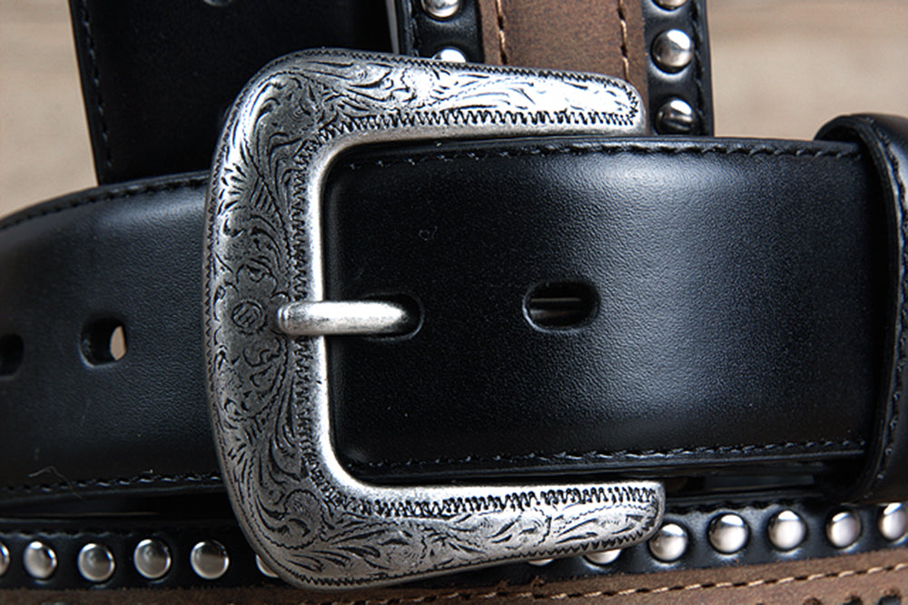 44" G Bar D 1.5" Black Leather Strap Mens Cowboy Belt W/ Silver Concho Black